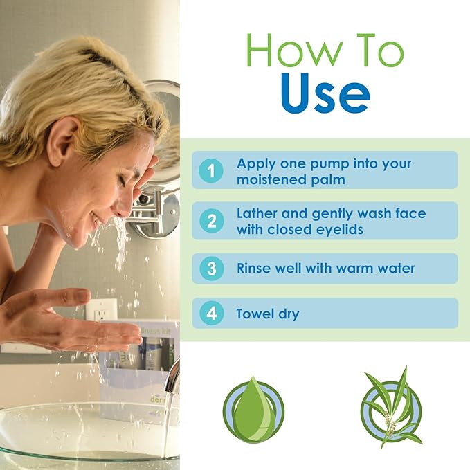 Age-Defying Tea Tree Eyelid and Facial Cleanser - 180mL - Non-Irritating Eyelid Cleanser and Face Wash with Shea Butter and Vitamin E