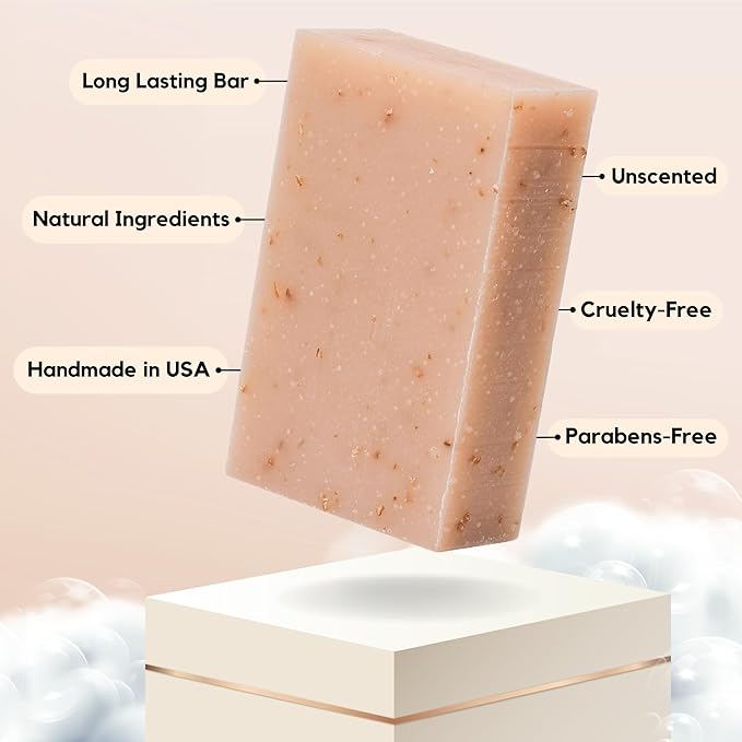 ECO ROOTS 3 Pack Natural Oatmeal Soap Bar – Face & Body Cleansing Bar with Shea Butter & Coconut Oil – Gentle Daily Moisturizing Bars of Soap