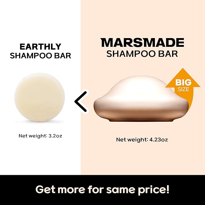 Marsmade Castor Oil Shampoo Bar Hydrating & Moisturizing Natural Hair Soap for Bathing, Hair Growth & Scalp Nourishment, Solid Shampoo for All Hair Types (120g, 4.23 oz)