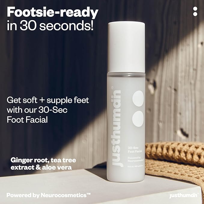 Justhuman 30 sec foot facial | Instant Foot Peeling Spray to Remove Dead Skin| Instant Exfoliation,Soothing Hydration |Pedicure Dead Skin Exfoliator|Spa-like foot treatment|Non-Toxic,Clean Ingredients