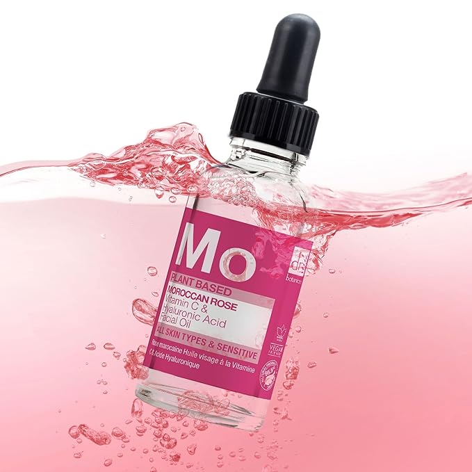 Dr Botanicals Moroccan Rose Oil -With Vitamin C & Hyaluronic Acid – Anti-Ageing, Brightening & Hydrating Water-Based Serum - Glow-Boosting Facial Oil for Radiant Skin – Made in UK – 30ml