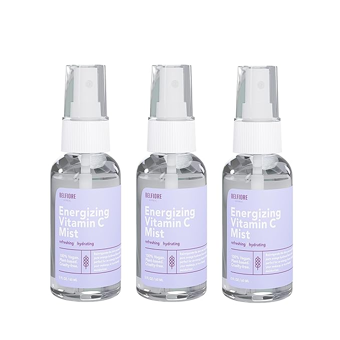 Vitamin C Mist Spray Set, Organic Face & Body Hydration, 100% Natural Orange Plant Extracts, Vegan non-GMO, 2 ounce (3 Pack)