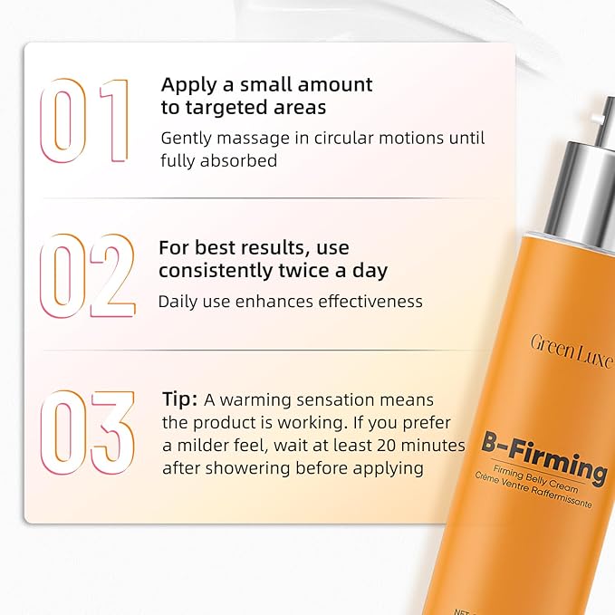 B Flat Belly Firming Cream – Skin Tightening Cream for Body: Lift & Tone Tummy, Thighs, Booty & Arms – Stretch Mark & Cellulite Sculpting Lotion for Women – 3.38 Fl Oz