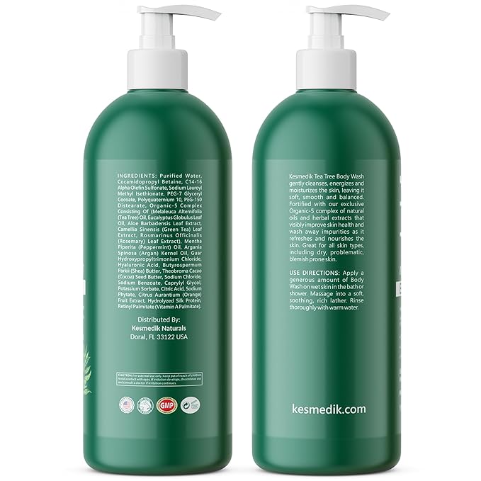 Tea Tree Body Wash MaxTherapy, Itchy Skin Relief, Tea Tree Oil Soap, Soothes Jock Itch, Athlete's Foot, Ringworm, Eczema, Psoriasis & Sensitive Skin, Men & Women, 16 fl oz, Original Edition