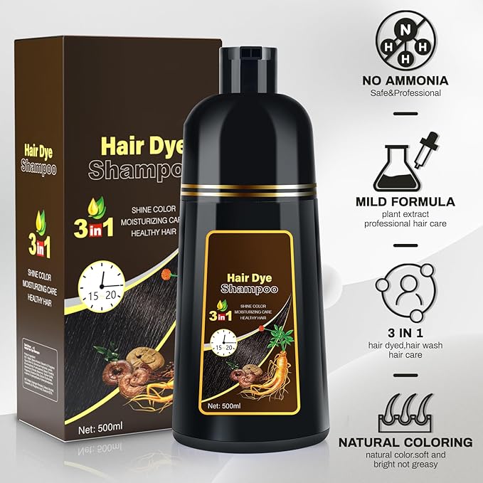 Dark Burdgundy Hair Dye Shampoo for Gray Hair Coverage 3 in 1 o Natural Herbal Hair Color for Women, Champu Con Tinte Para Canas (dark burgundy)