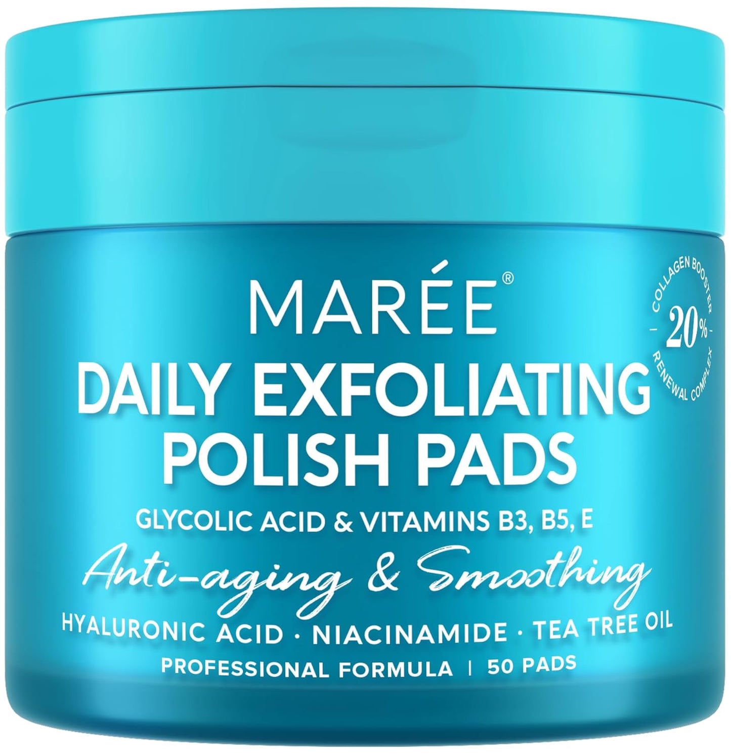 Glycolic Acid Polishes - Toner Pads for Face Cleansing - Tea Tree Oil, Salicylic Acid & Vitamins E, B3, B5 - Facial Peel & Radiance Deep Cleaning Effect - 50 Count