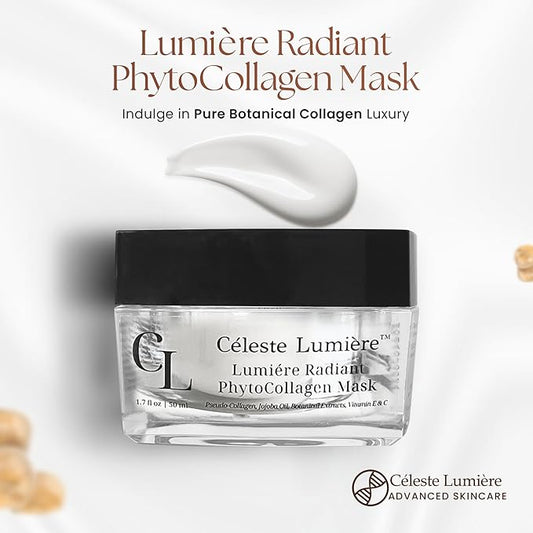 Lumière Radiant PhytoCollagen Mask – Luxury Hydrating Face Mask with Plant Collagen & Botanical Oils – Deeply Moisturizes, Nourishes & Supports a Radiant, Healthy-Looking Glow – 1.7 fl oz / 50ml