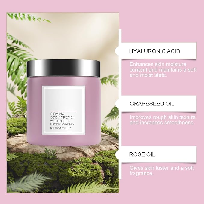 Champagne Beauty Lift Firming Body Cream,Champagne Body Cream, for Crepey Skin Moisturizer Tightens, Tones & Hydrates Dry Skin on Arms & Legs(Rose)