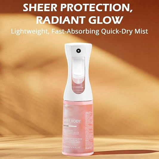Sunglaze Sheer Body Mist Sunscreen,Lightweight Spray,Broad-Spectrum UV Protection & Hydration,For Active Lifestyles & Sensitive Skin,Ideal for Beach, Outdoor Sports-1pc
