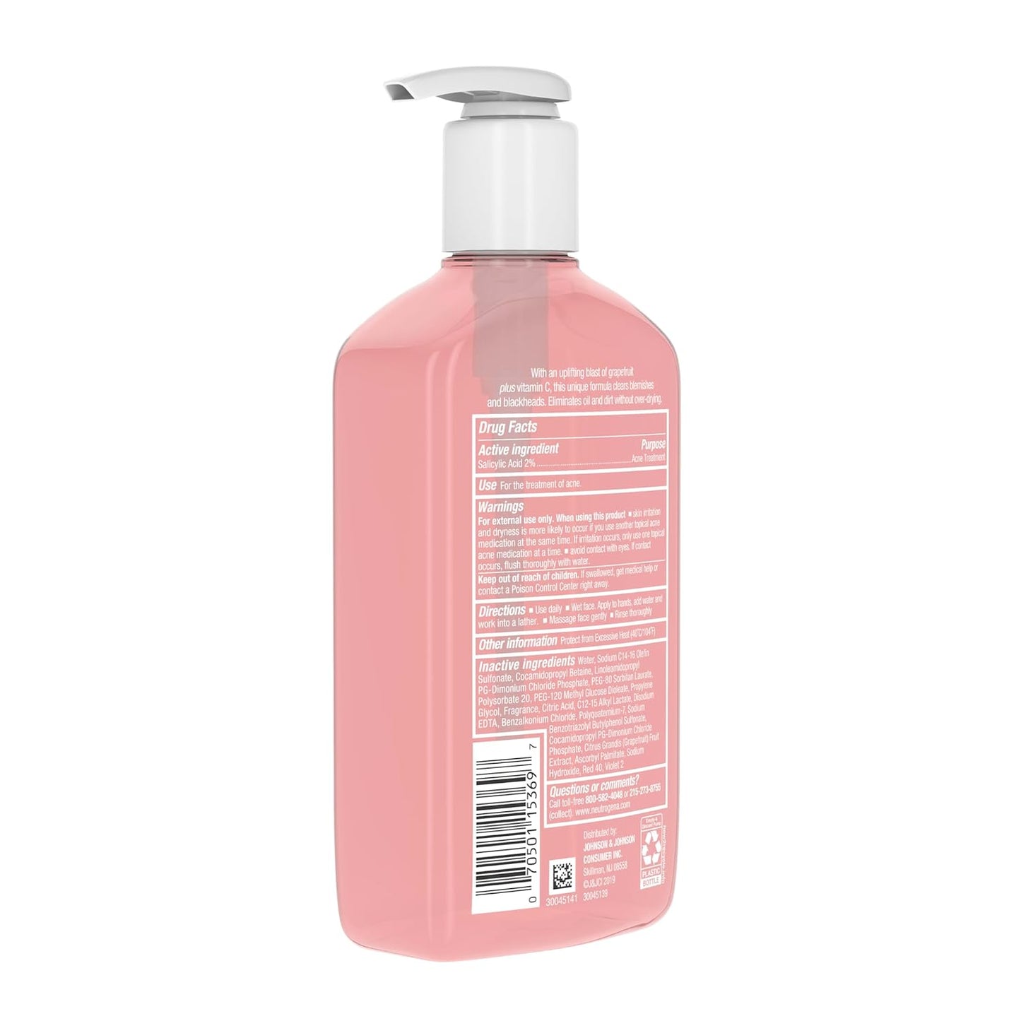 Oil-Free Acne Face Wash with Salicylic Acid & Vitamin C β Pink Grapefruit Pore Cleanser & Facial Wash for Acne-Prone Skin, 9.1 Fl. Oz πβ¨