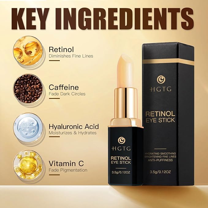 Retinol Eye Stick, Retinol Eye Cream, Anti-Aging Eye Cream for Wrinkles, Dark Circles, Puffiness & Bags Reduces Fine Lines Under Eyes 3.5g