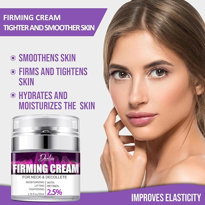 Neck Creams for Tightening and Firming, Retinol & Hyaluronic Acid for Wrinkle Reduction, Neck Cream for Skin Lifting, Neck Firming Cream | Anti-Aging Moisturizer for Face & Décolleté, 1.7 FL OZ