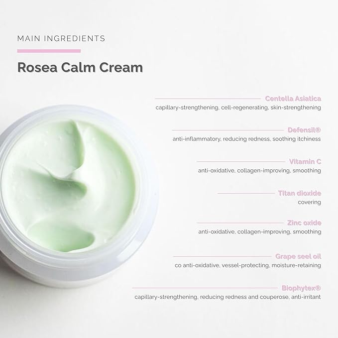 Rosea Calm Cream (1.7 fl oz) - Special Care for Sensitive, Reddened Skin - Reduces Redness & Calmes Skin - Vitamin C - No Parabens - Face Moisturizer - Face Cream - Skin Care - Dr. Schrammek