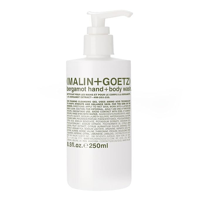 MALIN+GOETZ Women's Bergamot Hand + Body Wash, Clear, 8.45 Fl Oz (Pack of 1)
