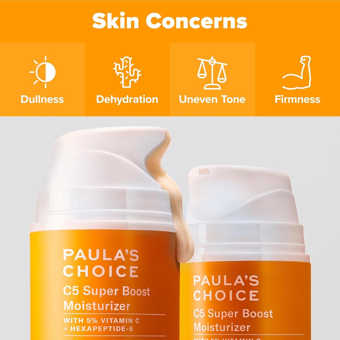 C5 Super Boost Vitamin C Moisturizer – 5% Stabilized Vitamin C + Squalane | Brightening Face Lotion for Uneven Skin Tone, Discoloration, Fine Lines & Acne-Prone Skin | Daily Fragrance-Free Anti-Aging Cream
