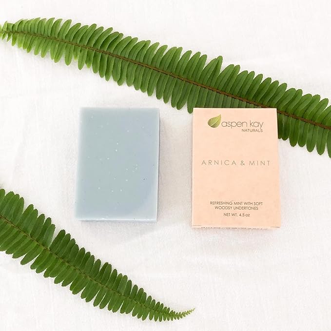 Aspen Kay Naturals Arnica Soap. With Organic Shea Butter, Arnica Oil & Pure Essential Oils. All Skin Types. Made in the USA. 4.5 oz Bar
