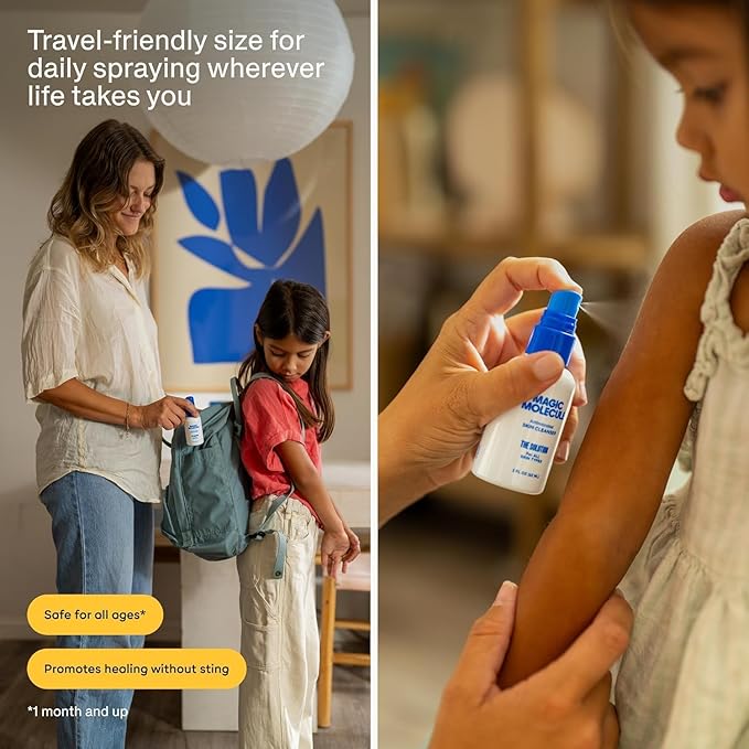 Magic Molecule Hypochlorous Acid Spray – Soothing Facial Mist for Redness & Irritated Skin – Cleansing & Purifying – Everything Home & Travel Bundle (1x 8oz + 2x 3.4oz)