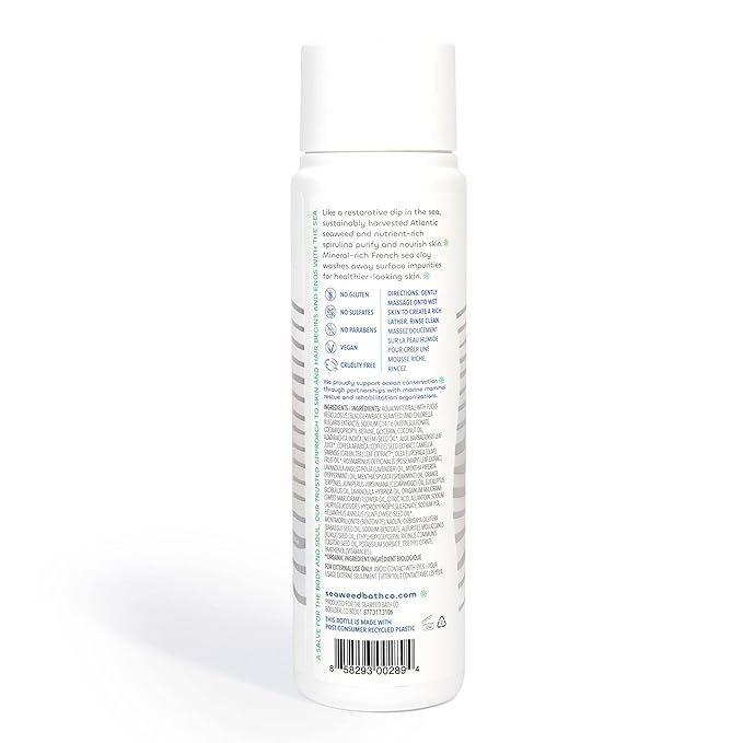 Seaweed Bath Co. Detox Body Wash - Rosemary Mint | Hydrating Foaming Cleanser with Refreshing Natural Ingredients | Vegan, Paraben and Sulfate Free Shower Gel for Women and Men | 12 oz (Pack of 2)