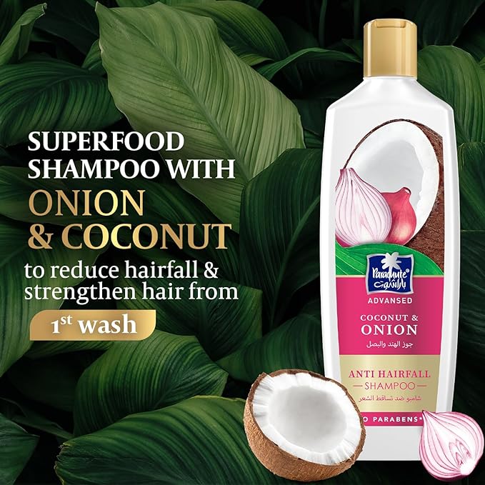 Parachute Advansed Anti-Frizz Serum & Onion Shampoo Combo | Frizz-Free, Stronger, Healthier Hair | Pack of 2 | 6.7 Fl oz + 11.4 Fl oz