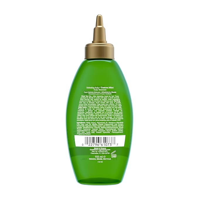OGX Extra Strength Refreshing Scalp+Rosemary Oil Mint Dry Scalp Treatment, Peppermint & Witch Hazel Scalp Detox, Clarifying Leave-In,Help Remove Buildup,Refresh,Shiny Hair Finish,4 fl oz(Pack of 2)