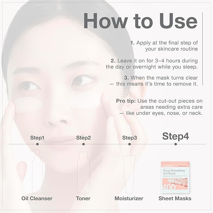 Collagen Deep Absorbing Hydrogel Mask (50g x 5ea) Korean Collagen Face Mask for Deep Hydration, Skin Firming, & Rejuvenation, Overnight Hydrating Gel with Pepta-18