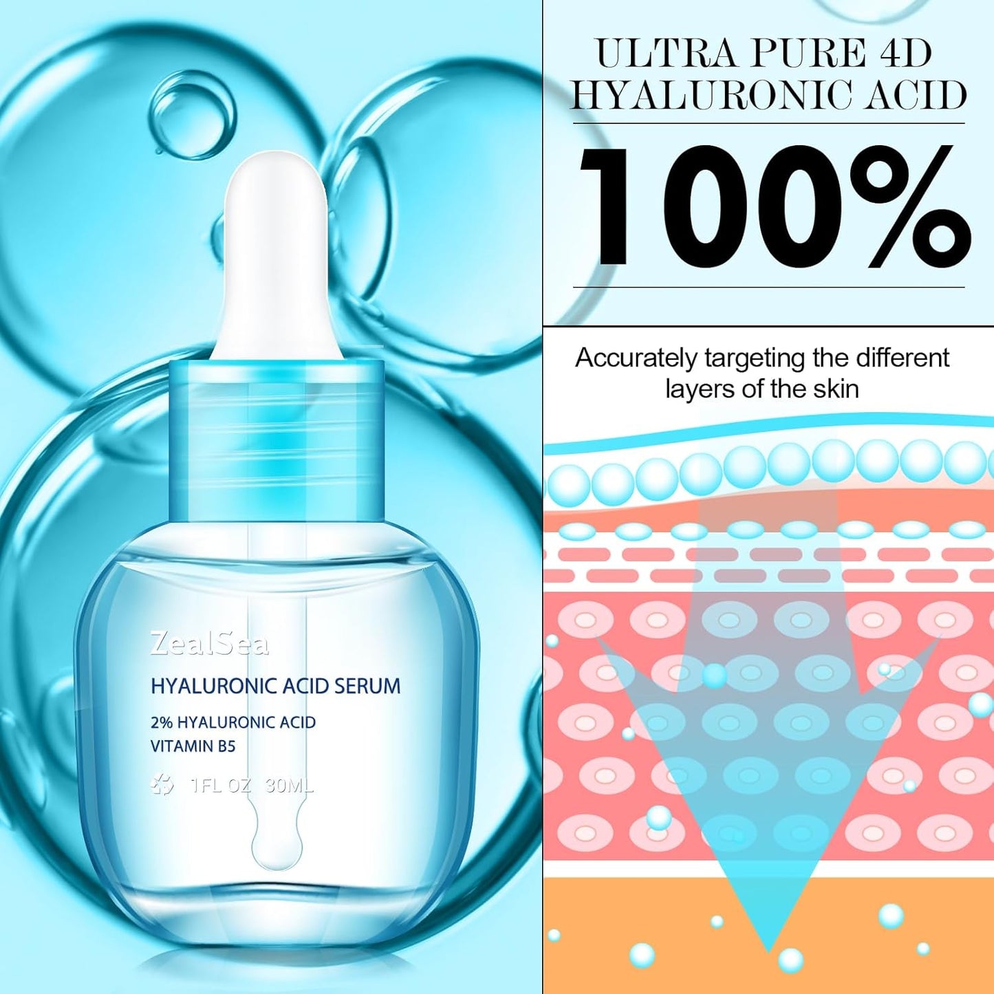 π Pure Hyaluronic Acid Serum β EWG Certified, Vegan, Fragrance-Free (1 oz)