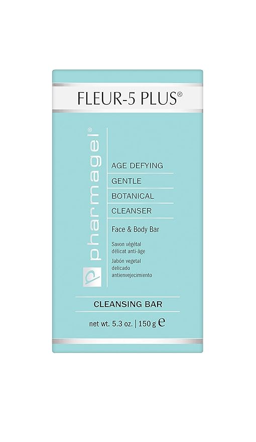 Pharmagel Fleur-5 Plus Antioxidant Gentle Cleansing Bar | Natural Daily Bath and Face Wash Soap | Deep Cleaning Soap for Sensitive Skin - 5.3 oz