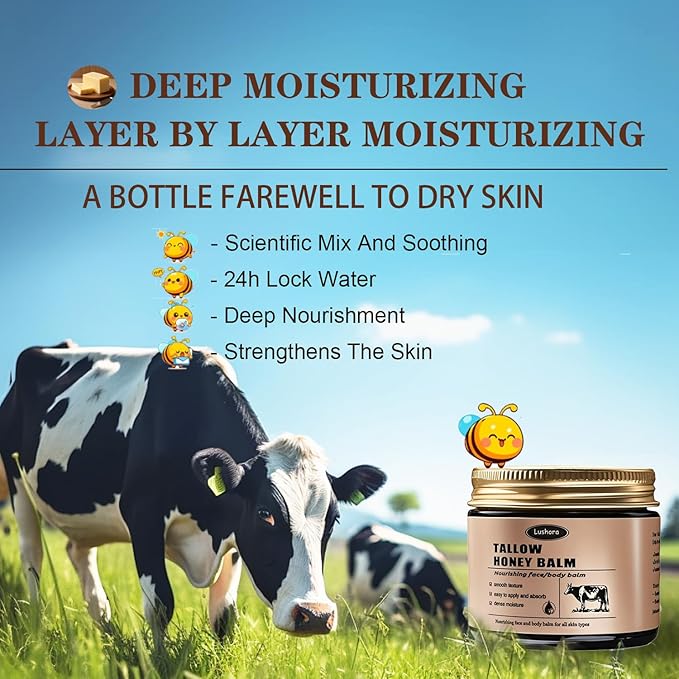 Tallow Honey Balm,Beef Tallow for Skin,quickly repair skin scales,Deep Hydration & Nourishment. Moisturizer for Face and Body,Improve dry lines caused by dryness- 2.12 oz