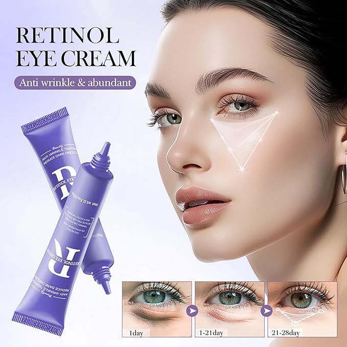 3PCS Retinol Eye Cream for Anti-Aging, Anti-Wrinkle Hydrating Eye Cream with 45% Retinol and 5% Hyaluronic Acid Firming & Repair Dark Circles and Puffiness Reduce Wrinkles and Fine Lines 0.7 oz *3