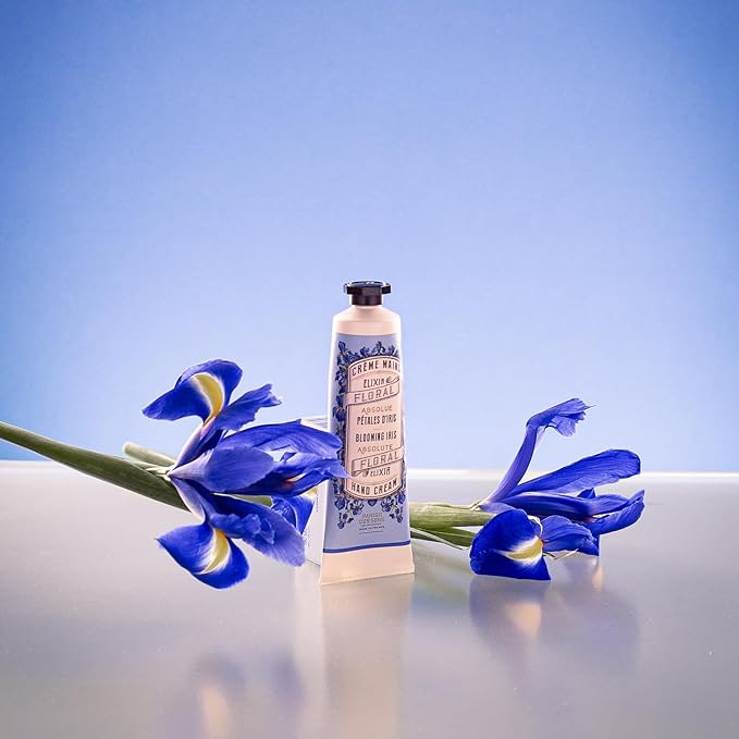 Panier des Sens - Small Hand Cream for Dry Cracked Hands โ Blooming Iris Mini Hand Lotion for Dry Skin - With Shea Butter and Olive Oil - Hand Care 97% Natural Ingredients - Travel Size 1 floz