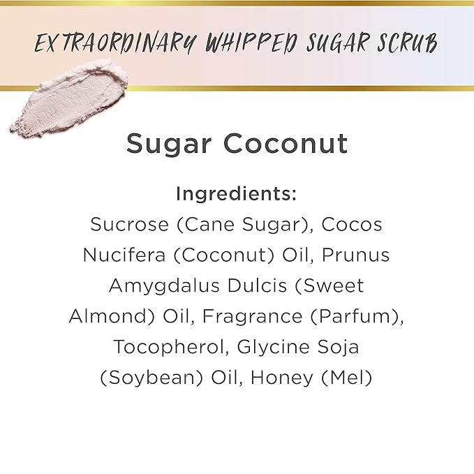 LALICIOUS Sugar Coconut Sugar Scrub, Exfoliating Body Scrub, Moisturizing Extraordinary Whipped Body Exfoliator, Gentle Exfoliating Body Scrubber Exfoliator for Radiant Skin, No Parabens - 16oz
