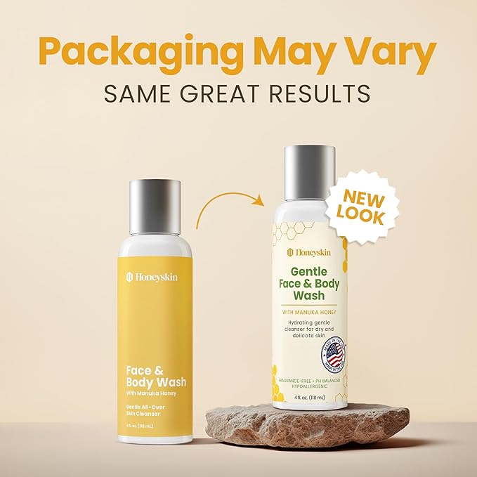 Face and Body Wash Moisturizer for Acne and Sensitive Skin Body Wash with Manuka Honey - Hydrating Facial Cleanser for Dry and Sensitive Skin and Anti-Aging Skincare for Men and Women (4oz)