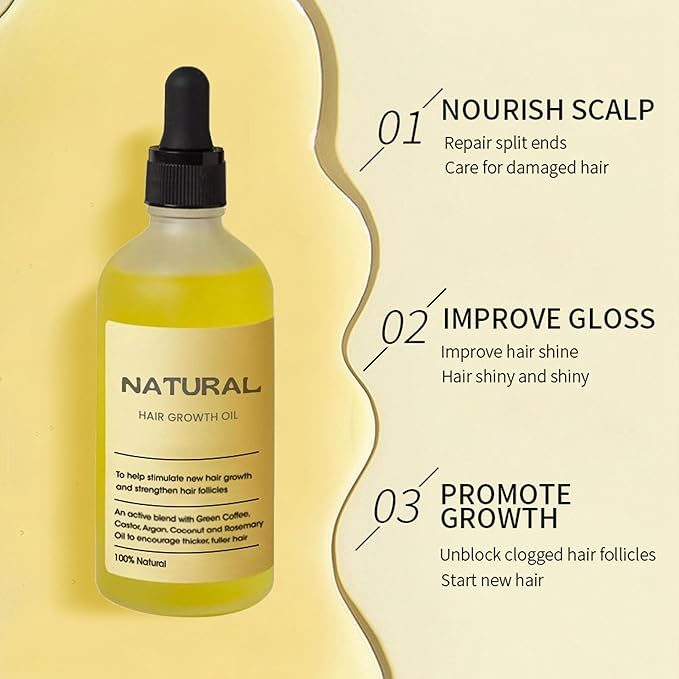 Hair Growth Oil,hair Growth Serum,100% Natural Rosemary Oil ,Improve Your Scalp Health & Forces Hair Growth Naturally Inunder (1PCS)