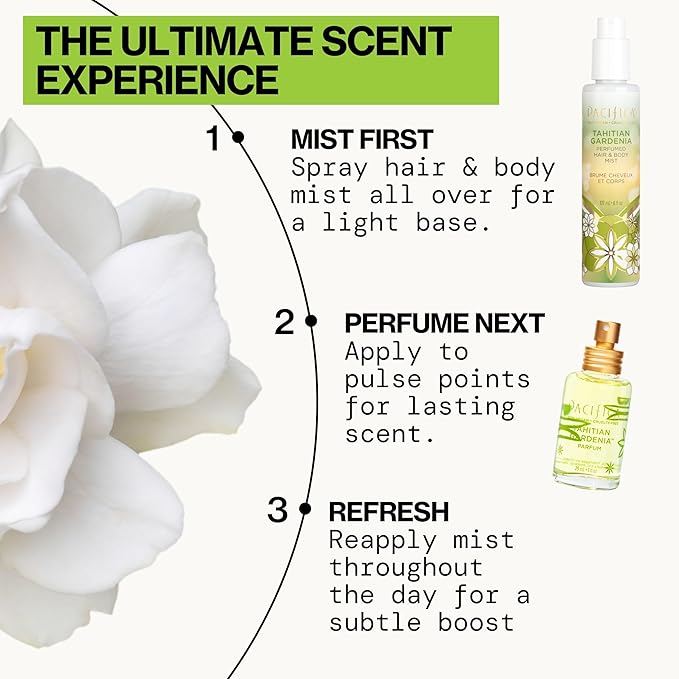 Pacifica Beauty, Tahitian Gardenia Hair Perfume & Body Spray, Citrus Gardenia and Jasmine Notes, Clean Perfume & Fragrance, Vegan & Cruelty Free, Phthalate-Free, Paraben-Free