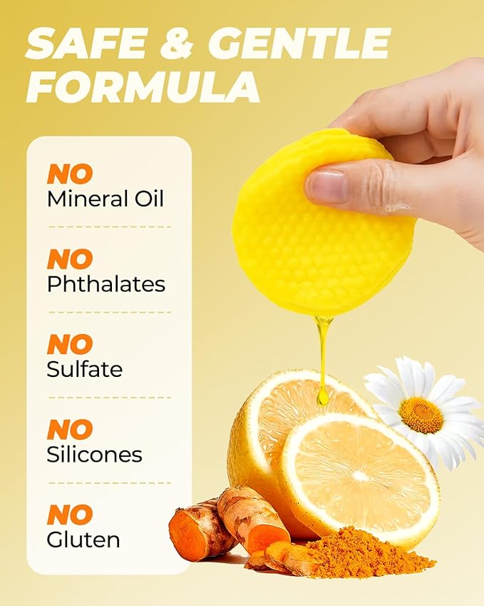 Turmeric and Kojic Acid Cleansing Face Pads – Turmeric Exfoliating Face Scrub Pads, 50 Pcs, for Mild Cleansing Exfoliation Oil Control, Suitable for All Skin Types