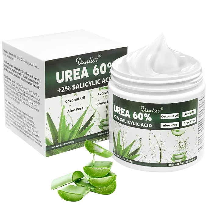 Urea Cream 60% with 2% Salicylic Acid – Unscented 60 Percent Urea Maximum Strength for Dry, Cracked Heels, Hands, Knees, and Elbows. Dead Skin Remover & Callus Repair Treatment 6.35 oz