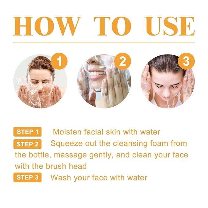 Turmeric Facial Cleanser, Deep Cleansing Exfoliating Glow Wash Turmeric Face Wash With Brush for Women All Skin.