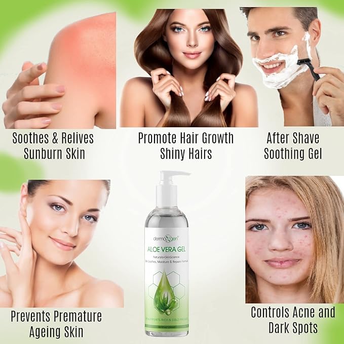 Aloe Vera Gel With Witch Hazel + Vitamin C + Vitamin E - Skin Soothes, Moisture And Repair Formula, Nutrients Rich And Cold Pressed 8.5 Fl Oz/ 250 Ml