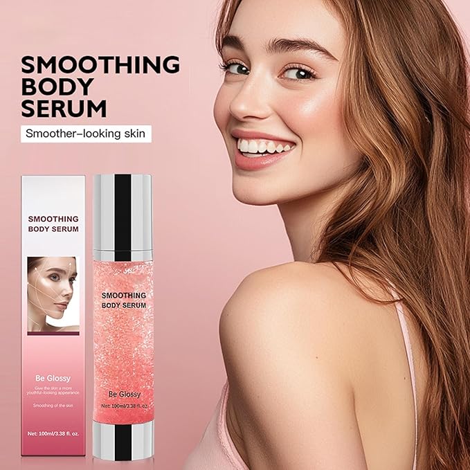 Be Glossy Body Serum for Wrinkles, Crepey Skin Cream for Aging Skin Infused with Hyaluronic Acid, Collagen and Vitamin E, Anti-Aging & Firming Body Lotion for Tighten Nourishing Skin 100ML/3.38 Fl Oz