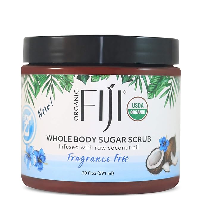 Whole Body Scrub - Infused with Coconut Oil, Exfoliating Sugar Scrub for Smooth and Soft Skin, Exfoliates & Restores Skin's Natural Biosphere, Fragrance Free 20 oz