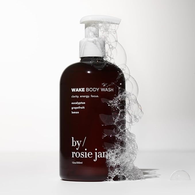 By Rosie Jane Wake Body Wash - Creamy, Hydrating Body Wash Made with Eucalyptus, Grapefruit & Lemon - Supports Skin Elasticity & Builds Collagen - Vegan & Non-Toxic (350ml)