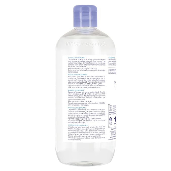 99% Organic Micellar Water - Natural Eye & Face Makeup Remover - Hydrating With Thermal Spring Water - For Sensitive Skin - Non-Toxic - Agua Micelar Orgánica - 16.9 Fl Oz