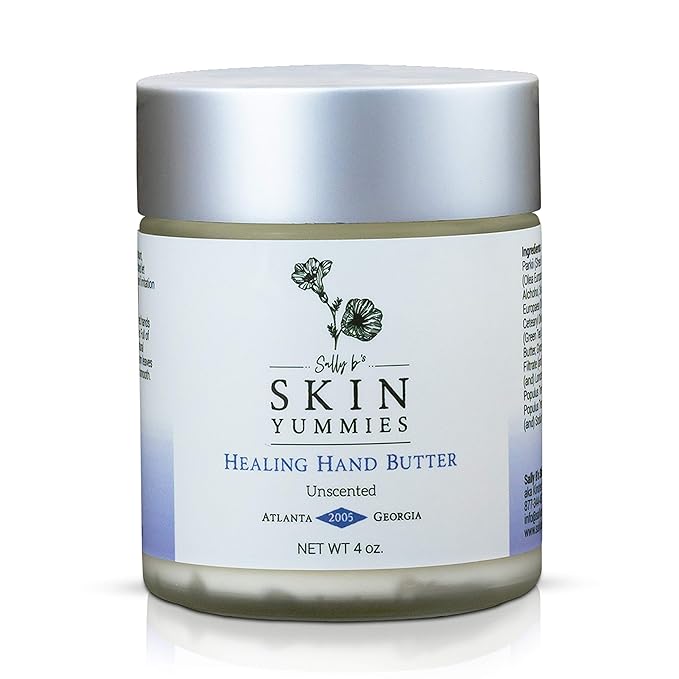 Sally B’s Unscented Hand Lotion for Dry Hands - Non-toxic Dry Cracked Hands Repair for Severely Dry Hands/Redness Relief/Shea Butter/Jojoba and Olive Oil/EWG Verified/ 4 oz (unscented)