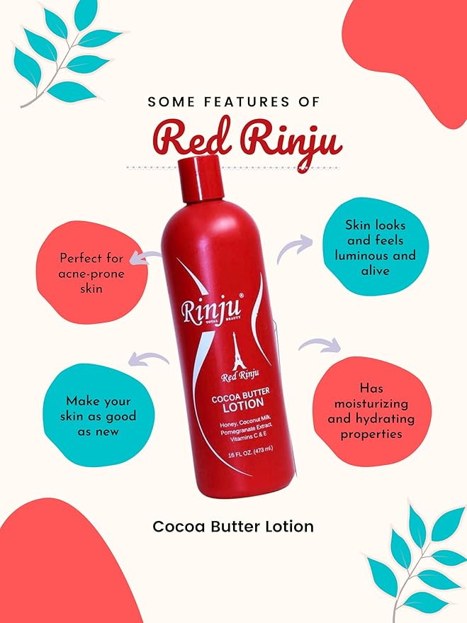 Rinju Cocoa Butter Lotion 16 oz. (2 Pack) with 1 FREE 8 oz. travel size!