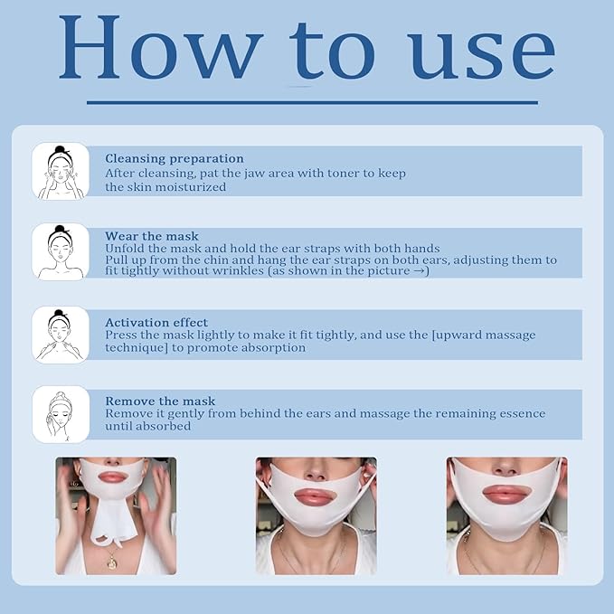 Double Chin Lifting Mask, Double Chin Reducer, Jawline Firming Mask for Face and Neck for Tightening and Firming (5 PCS)