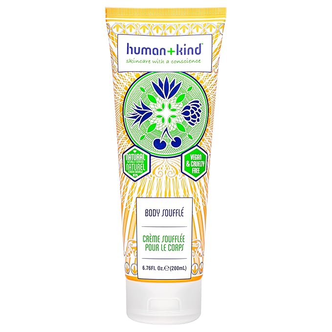 Human+Kind Body Souffle - Light, Fluffy Skin Conditioner for Hydrating and Smoothing Dry Skin - Natural, Vegan Formula with Shea Butter and Apricot Kernel Oil - Light, Fresh Fragrance - 6.76 oz