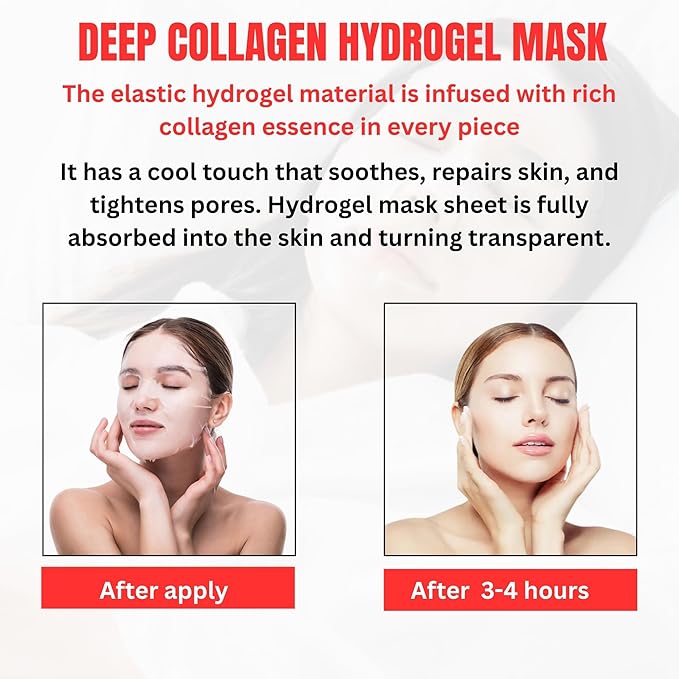 SG Bio- Collagen Real Deep Mask – Overnight Hydrating Collagen Face Masks Skincare| Anti-Wrinkle,Firming,Pore Minimizing,Elasticity Enhancing | Hydrogel Sheet Mask for All Skin Type. (34g x 6-Pack)