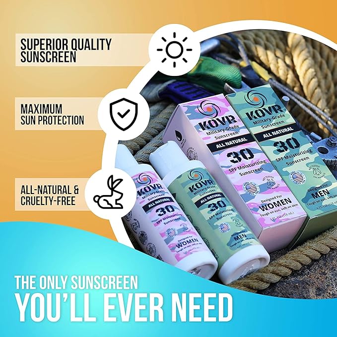 Kovr Sunscreen Organic SPF 30 Mineral Sunblock - Coral Reef Friendly Face & Body Lotion | Broad Spectrum Moisturizing UVA/UVB Travel Size Sunscreen, Fragrance-Free | 4 oz