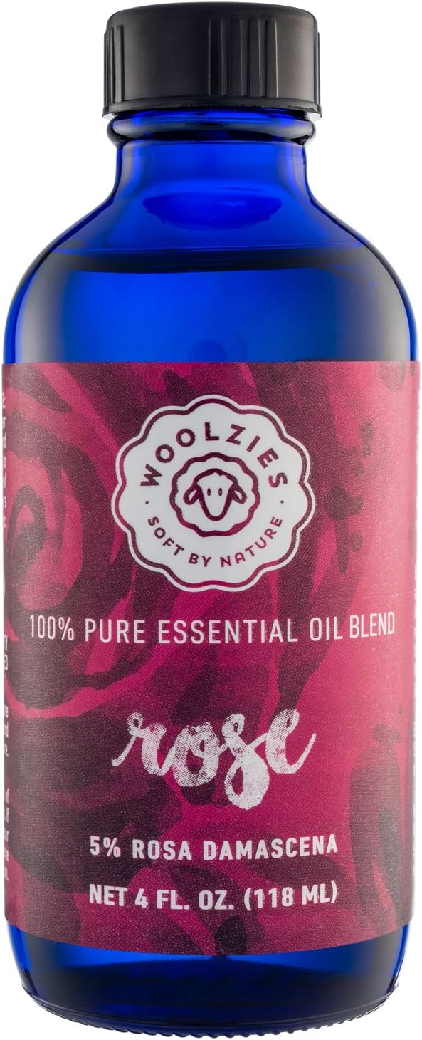 Woolzies Best Natural Rose Essential Oil Blend 4 Oz - Therapeutic & Premium Graded Aromatherapy Oil - Most Popular for Relaxation, & Skin Use - for Diffusion & Topical Use