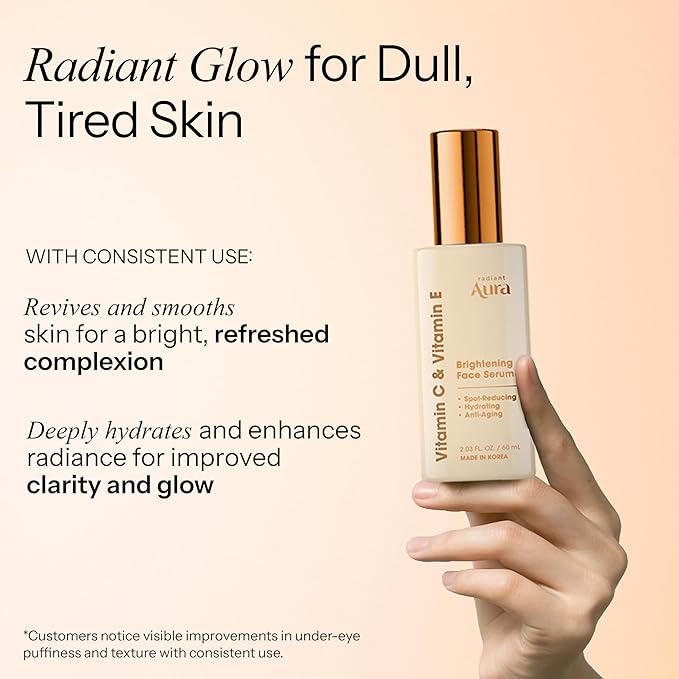 Face Serum with Vitamin C & E โ Dermatologist Tested Korean Formula for Dark Spots, Wrinkles & Fine Lines โ Brightening & Hydrating Anti-Aging โ Smooth, Radiant Skin โ 2-Pack, 2 Fl. Oz
